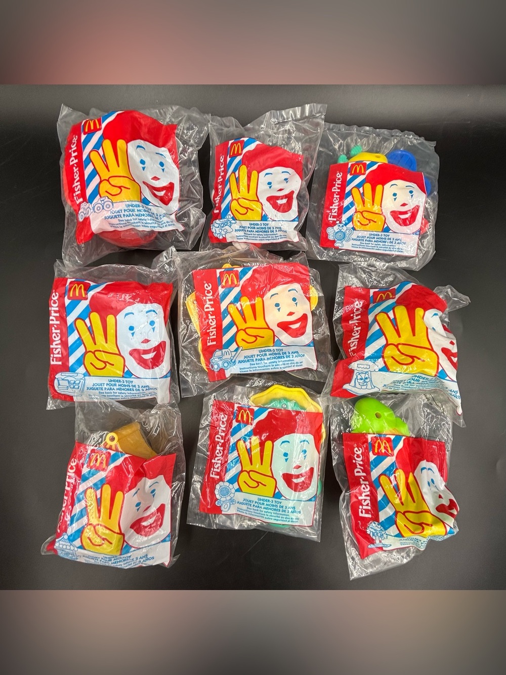 Vintage 1999 McDonalds Mattel Under 3 Happy Meal Toys Lot of 9 Sealed Retro Rare